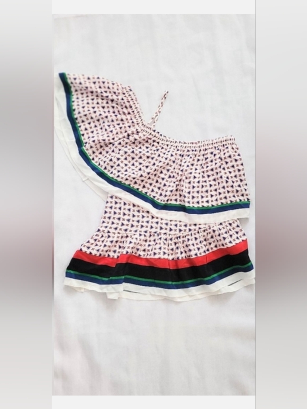 NWOT!Joie Summer Resort Geometric Print Women's Ruffled Top Striped Blouse Small - Picture 7 of 14